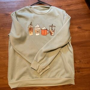 Women’s Green Coffee Graphic Sweater